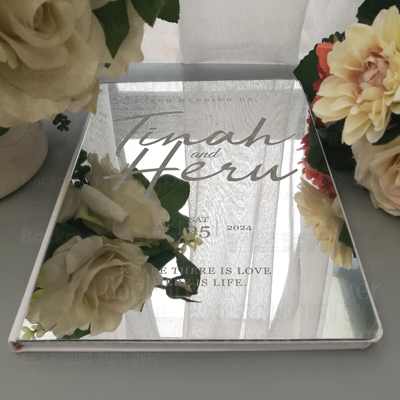 Wedding Ceremony Supply - Personalized Wedding Guest Book Rustic Mirror