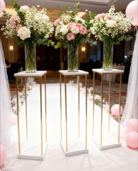 Centerpiece Vase Tall - 12pcs)Elegant tall gold mental column vase