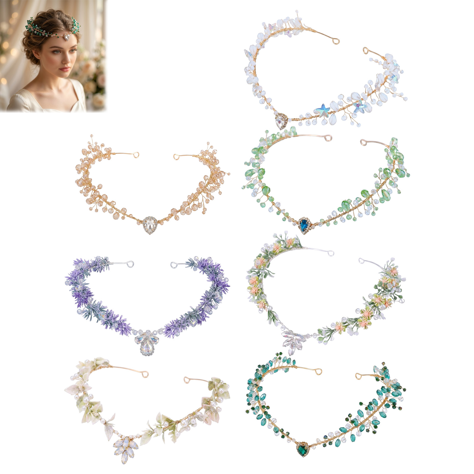 Bridal Hairband Triangular Cry - Wedding Party Supply 评论和价格