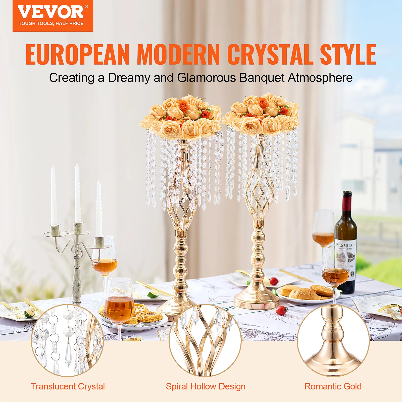 VEVOR Tall Crystal Wedding Flo - Centerpiece Vase Tall 评论和价格
