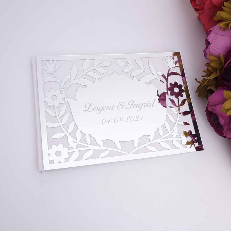 Luxury Hollow Floral Mirror Ac - Personalized Guest Book 评论和价格