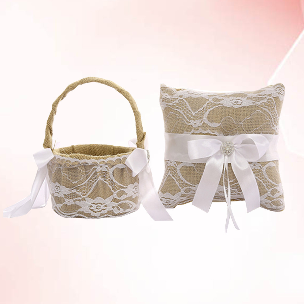 1Set Wedding Ring Pillow Lace  - Wedding Ceremony Supply 评论和价格
