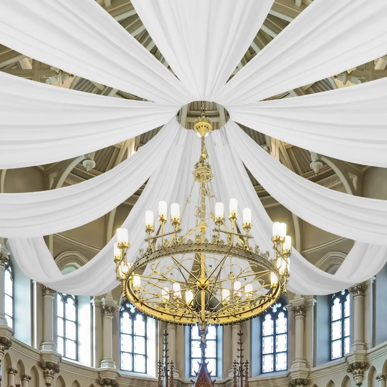 White Wedding Dress Ceiling Dr - Wedding Ceremony Supply 评论和价格