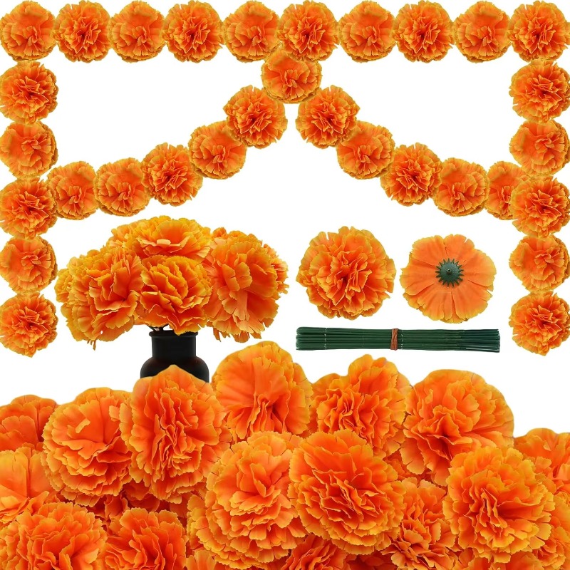 10-30PCS Silk Carnation Marigo - Indian Wedding Decor Supply 评论和价格