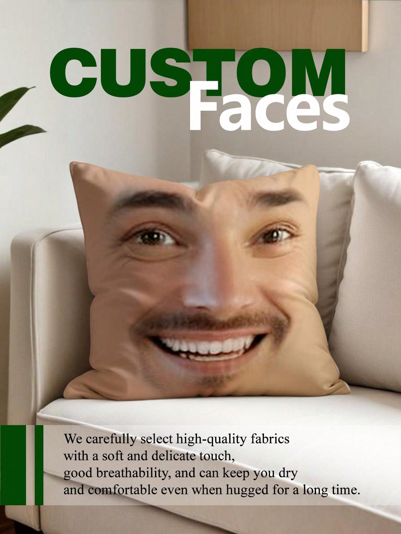 1pc Custom Face Square Pillow  - Wedding Party Supply 评论和价格