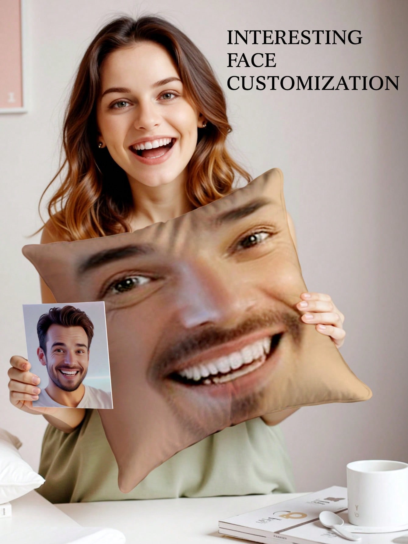 1pc Custom Face Square Pillow  - Wedding Party Supply 评论和价格