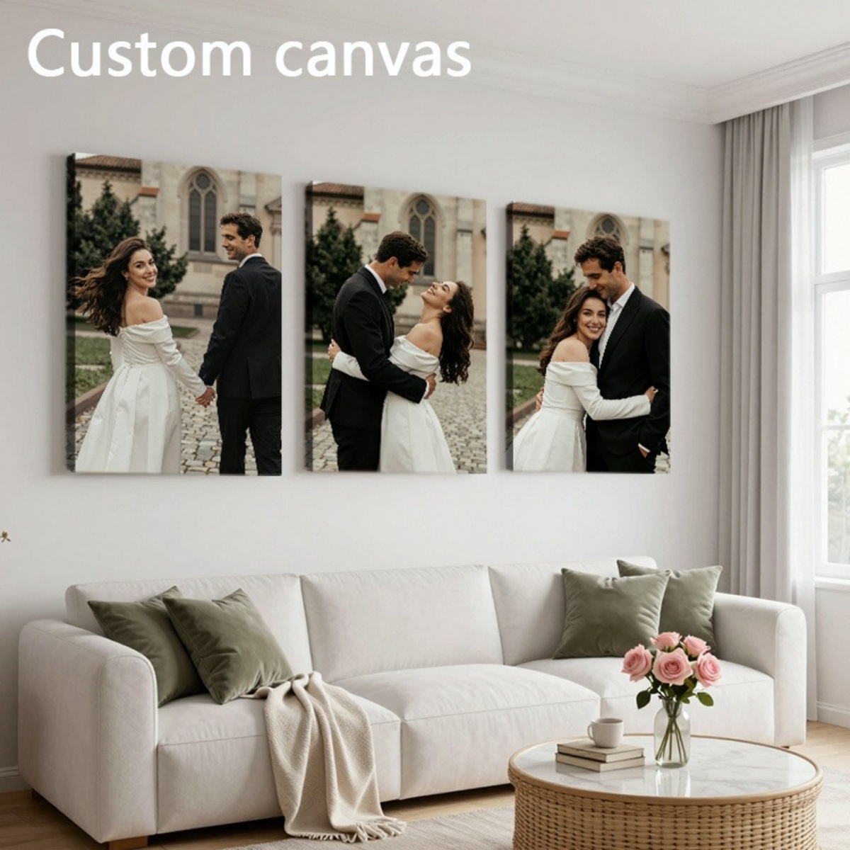Set of 3 Custom Photo Canvas P - Wedding Party Supply 评论和价格