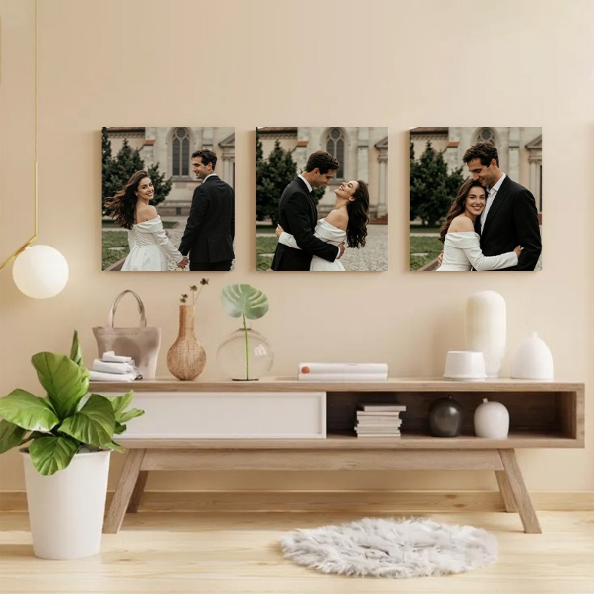 Set of 3 Custom Photo Canvas P - Wedding Party Supply 评论和价格