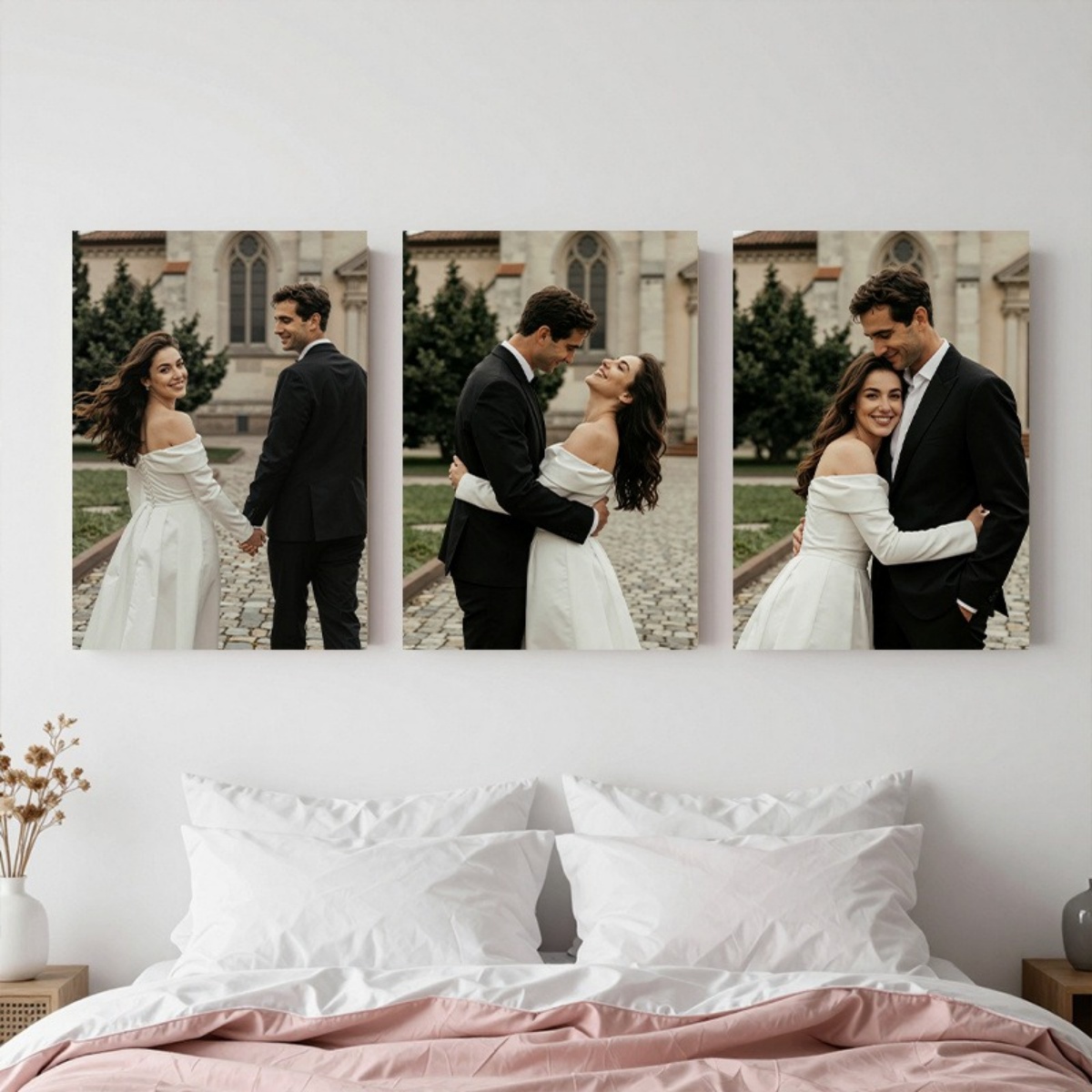 Set of 3 Custom Photo Canvas P - Wedding Party Supply 评论和价格