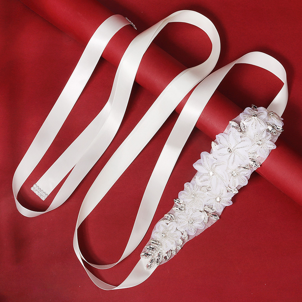 Romantic 3D Floral Bridal Belt - Bridal Sash Ribbon 评论和价格