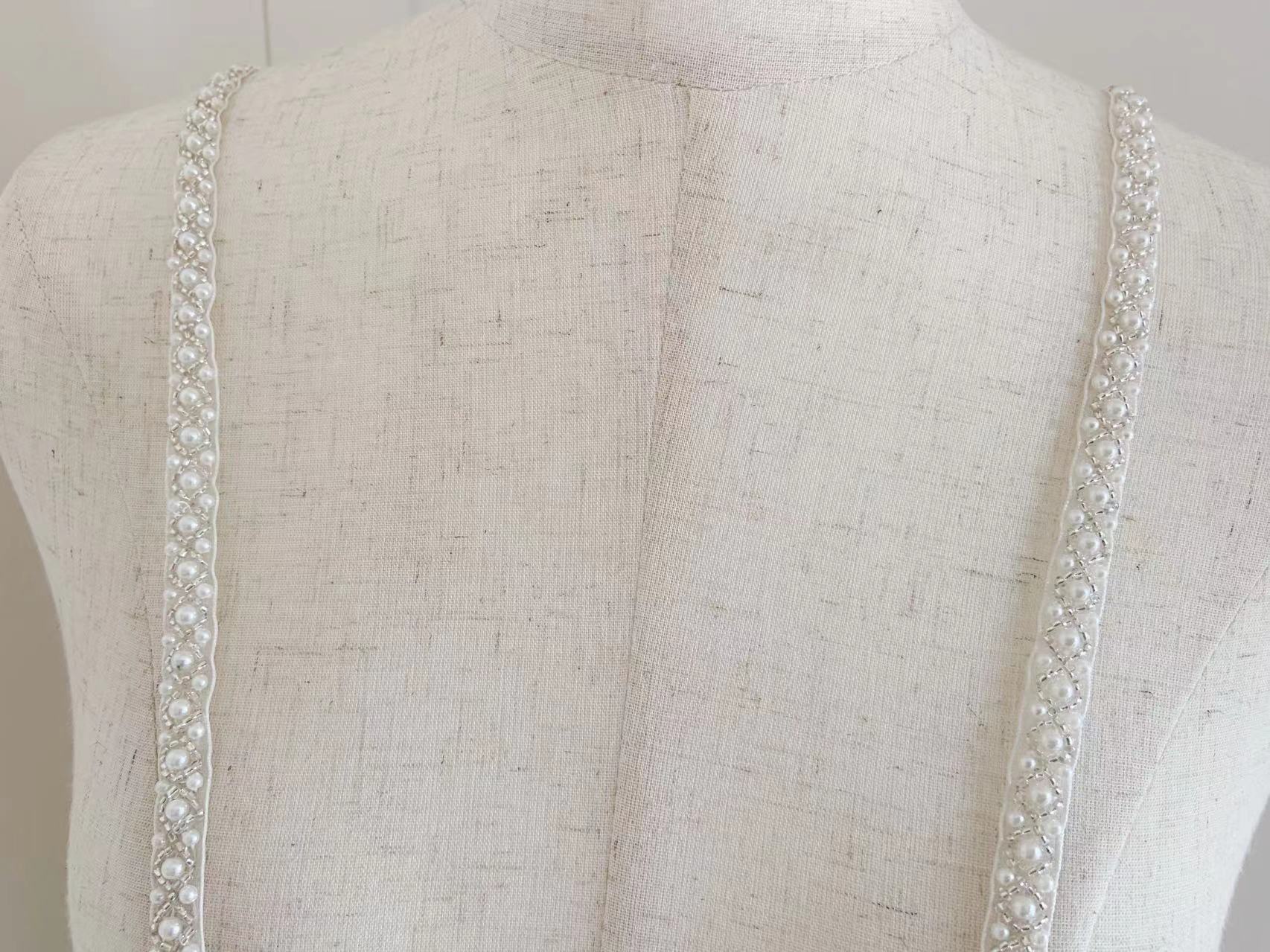 Top Quality Off White Pearl Be - Bridal Sash Ribbon 评论和价格