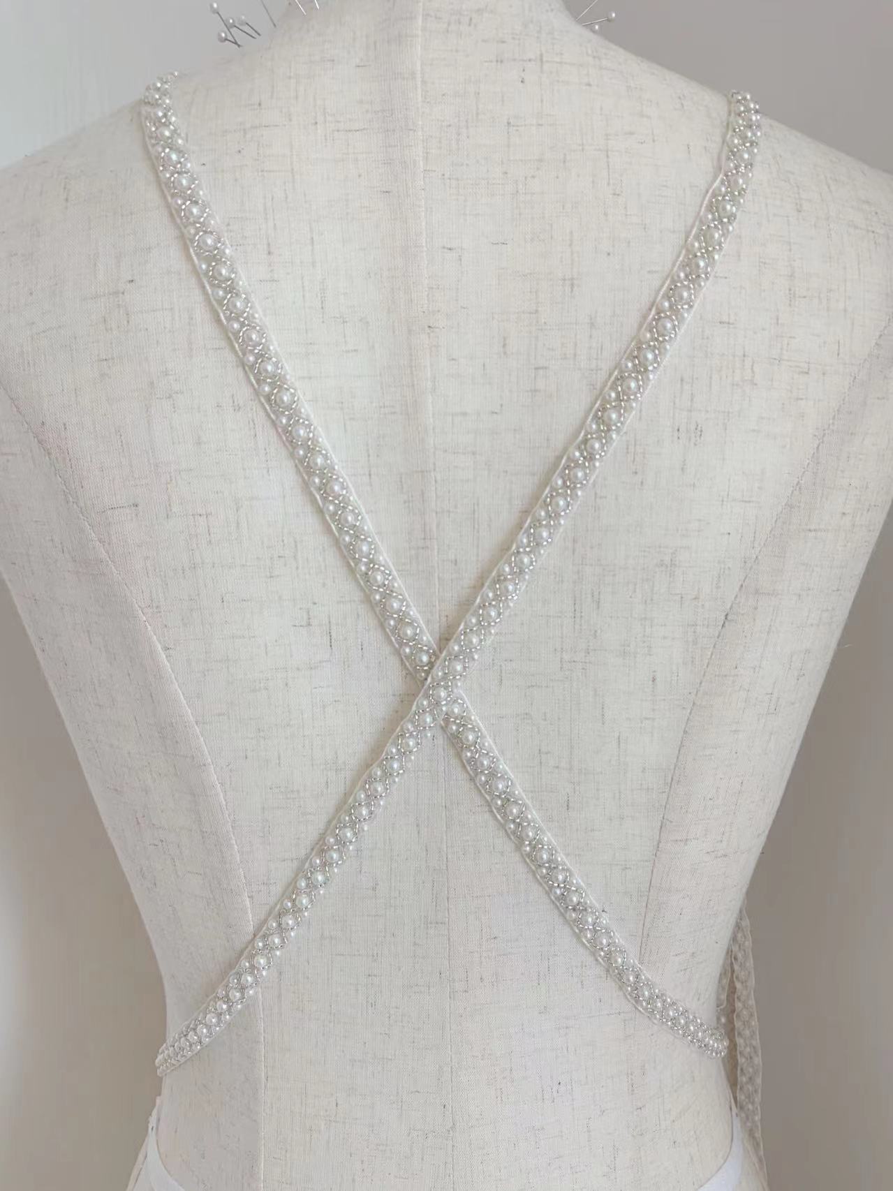 Top Quality Off White Pearl Be - Bridal Sash Ribbon 评论和价格