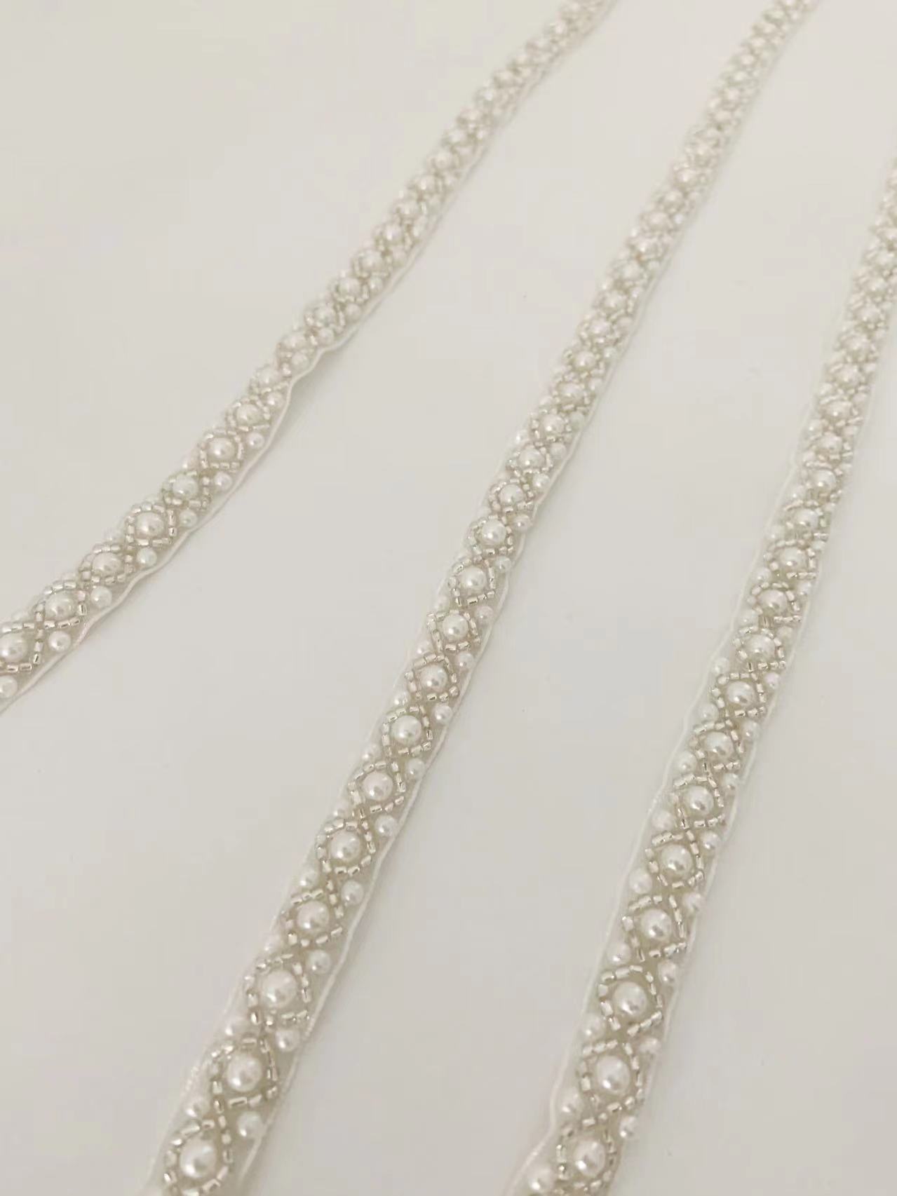 Top Quality Off White Pearl Be - Bridal Sash Ribbon 评论和价格
