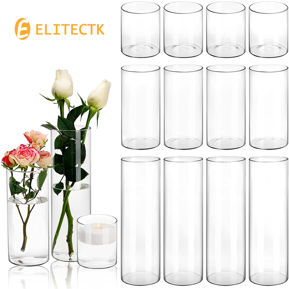 Glass Cylinder Vase Hurricane  - Centerpiece Vase Tall 评论和价格