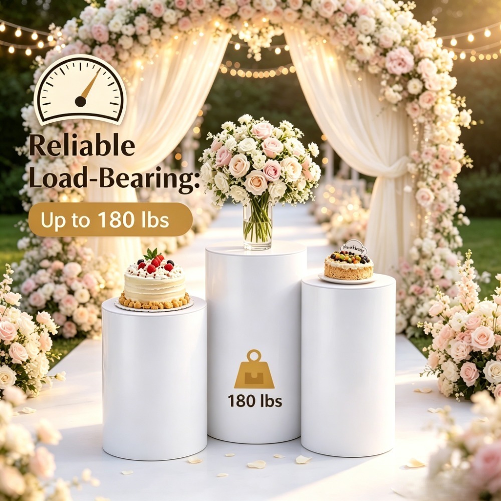 3/5Pcs White Cylinder Pedestal - Wedding Party Supply 评论和价格