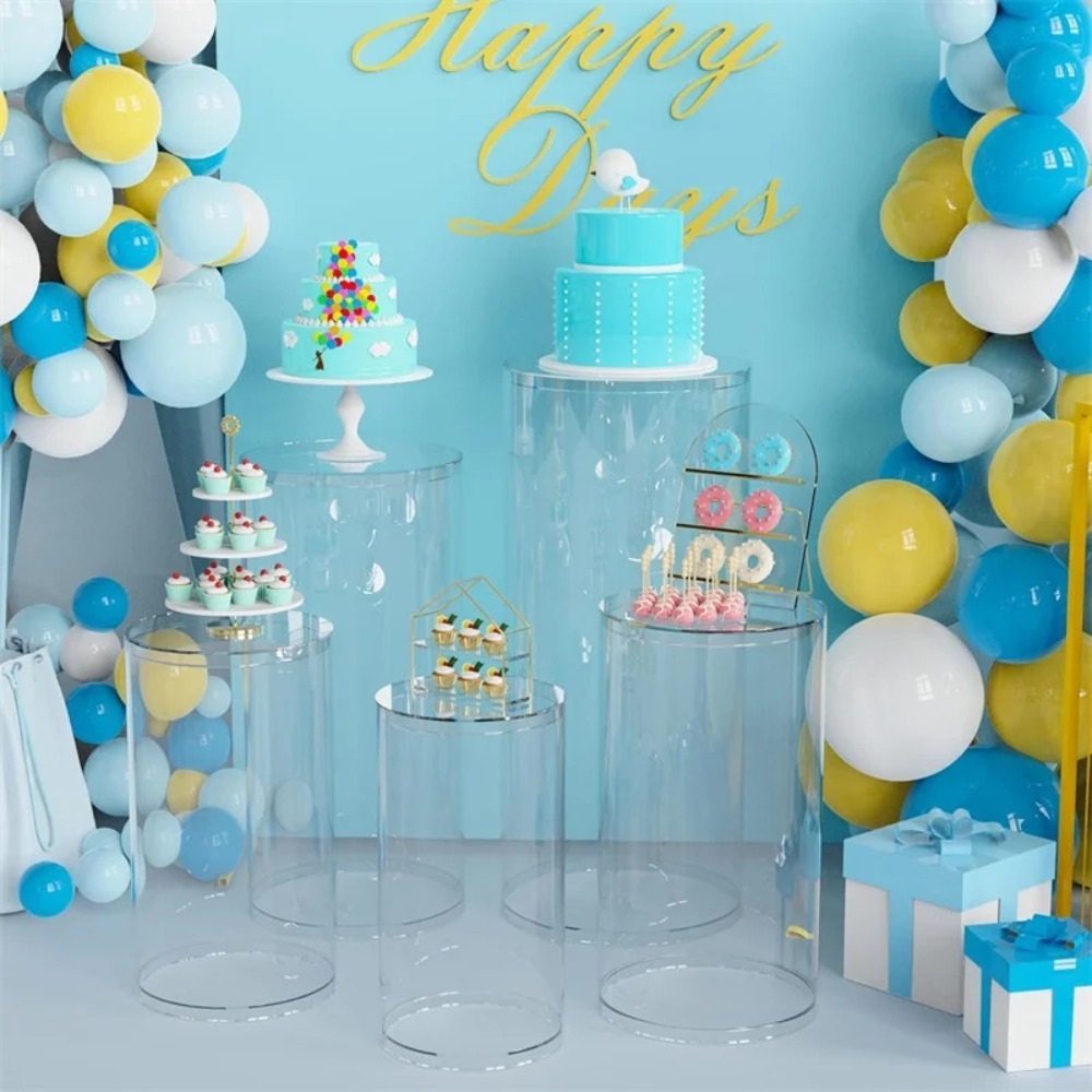 3/5Pcs White Cylinder Pedestal - Wedding Party Supply 评论和价格