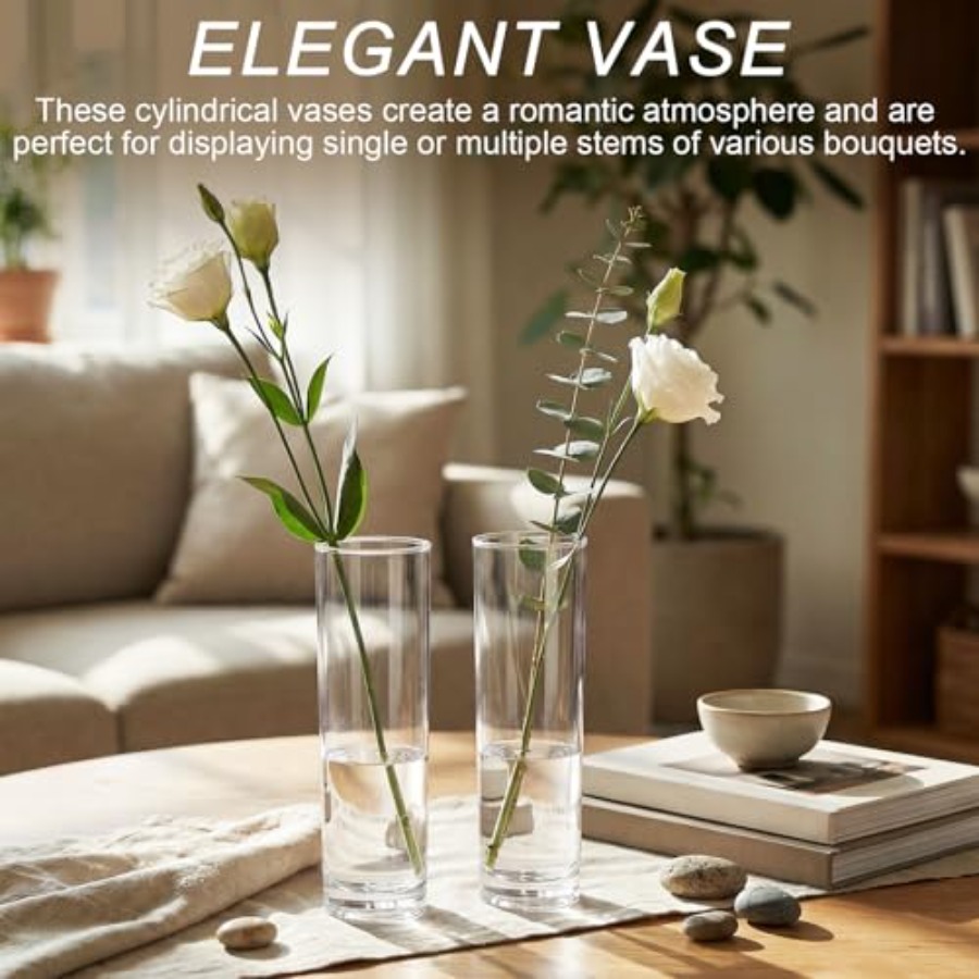 48 Pcs acrylic cylinder bud va - Centerpiece Vase Tall 评论和价格