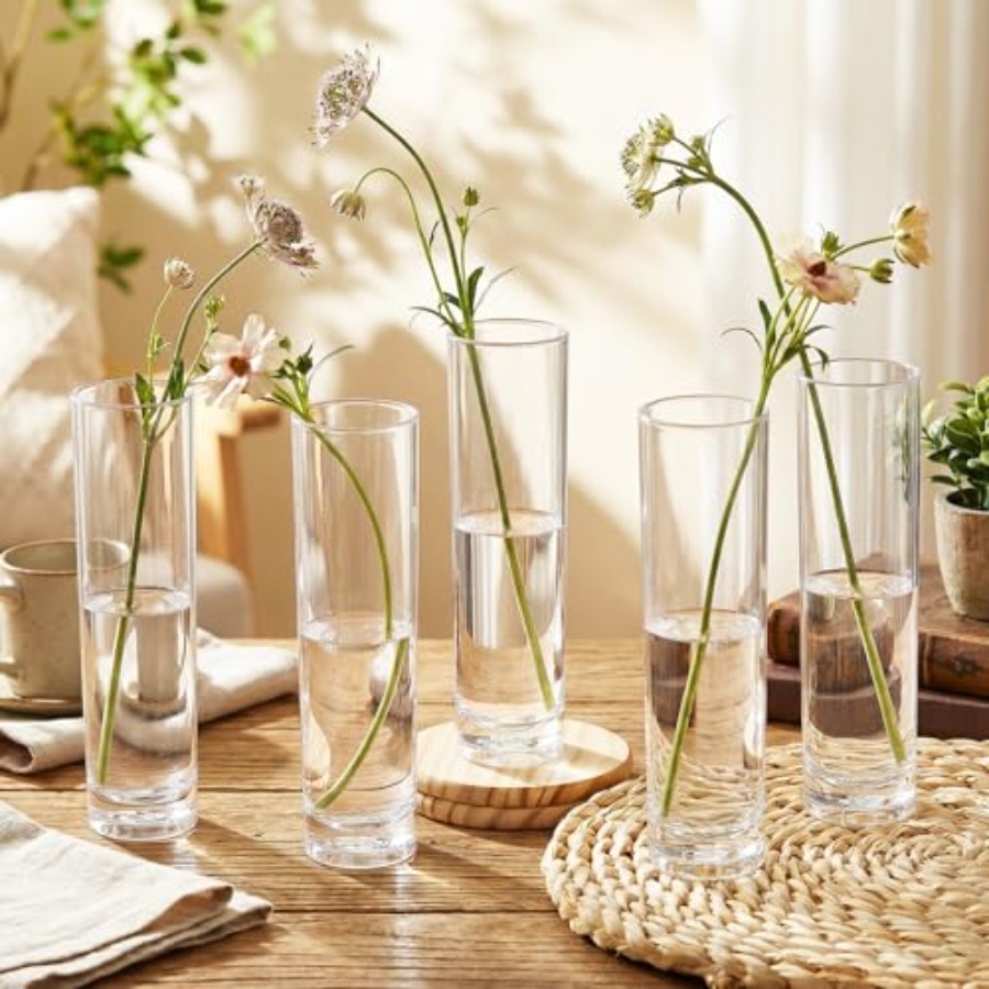 48 Pcs acrylic cylinder bud va - Centerpiece Vase Tall 评论和价格