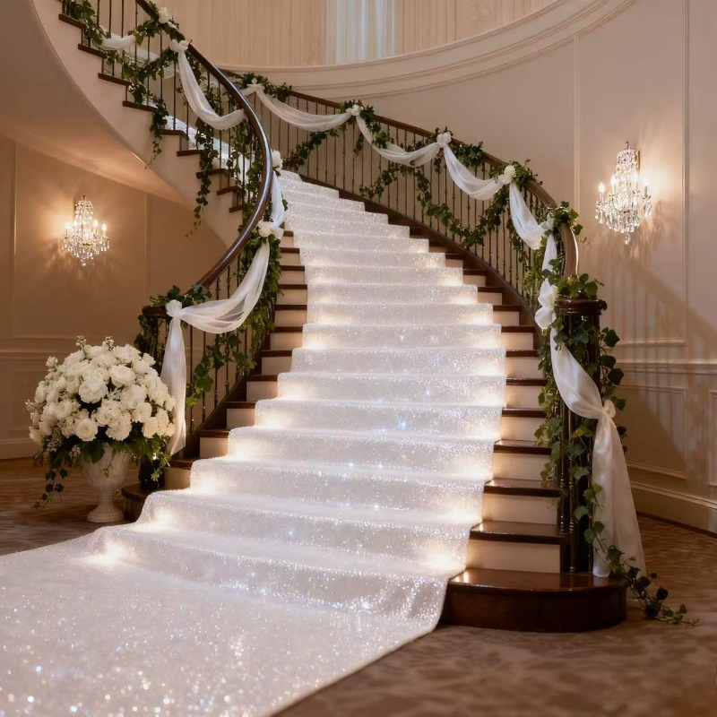 Elegant White Sparkling Weddin - Aisle Runner White 评论和价格