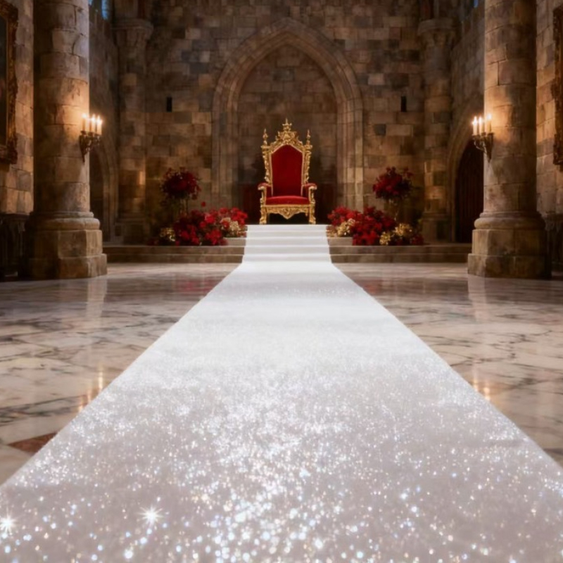 Elegant White Sparkling Weddin - Aisle Runner White 评论和价格