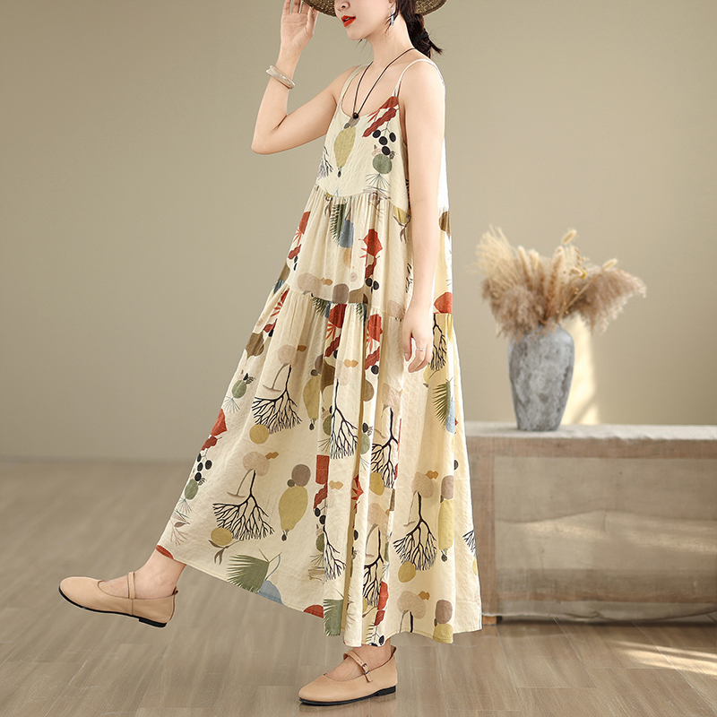 Floral Cotton Linen Maxi Dress - Good Floral & Wedding Decor Supply 评论和价格