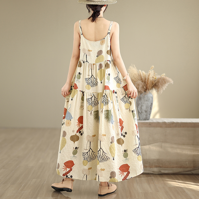 Floral Cotton Linen Maxi Dress - Good Floral & Wedding Decor Supply 评论和价格