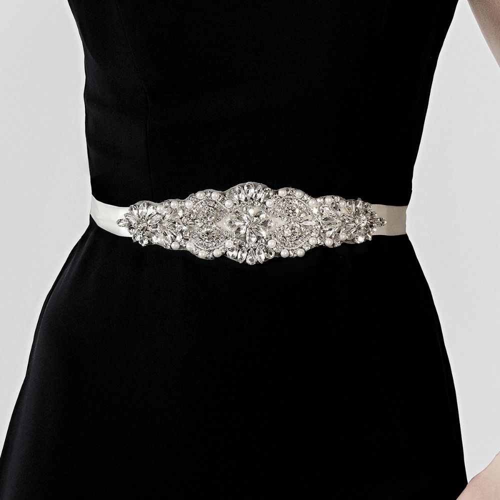 Sweet Silver Wedding Rhineston - Bridal Sash Ribbon 评论和价格