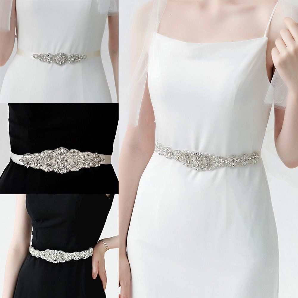 Sweet Silver Wedding Rhineston - Bridal Sash Ribbon 评论和价格