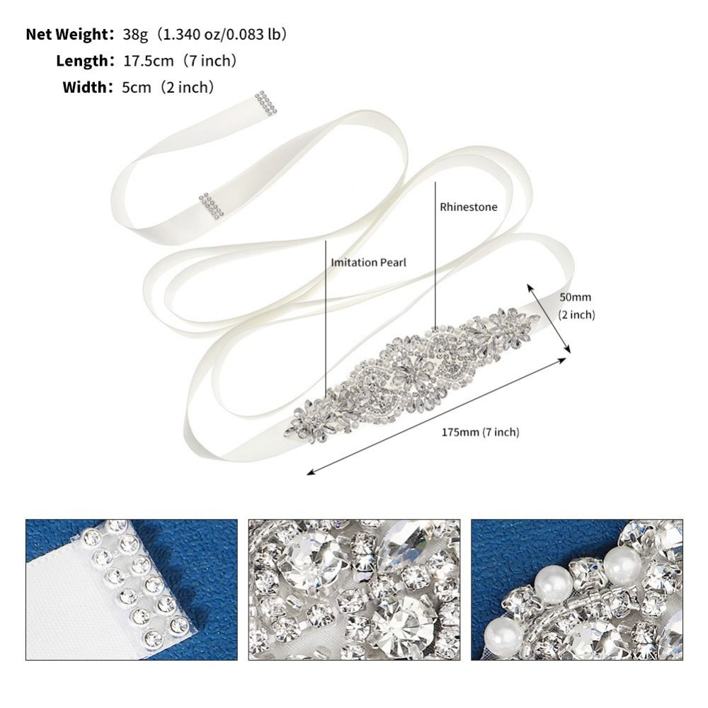 Sweet Silver Wedding Rhineston - Bridal Sash Ribbon 评论和价格
