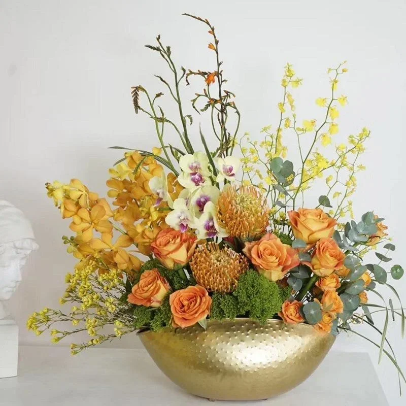 New Large Size Golden Bowl Pot - Centerpiece Vase Tall 评论和价格