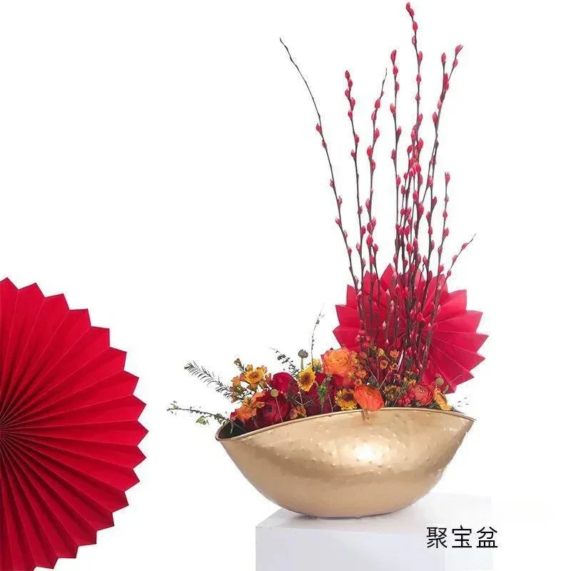 New Large Size Golden Bowl Pot - Centerpiece Vase Tall 评论和价格