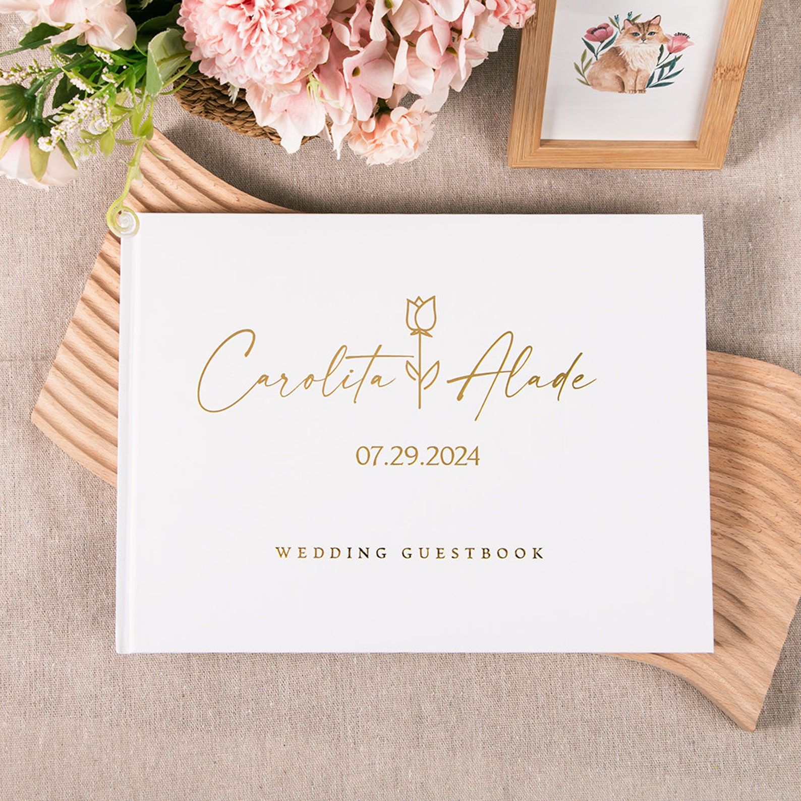 Custom Wedding Guestbook Perso - Personalized Guest Book 评论和价格