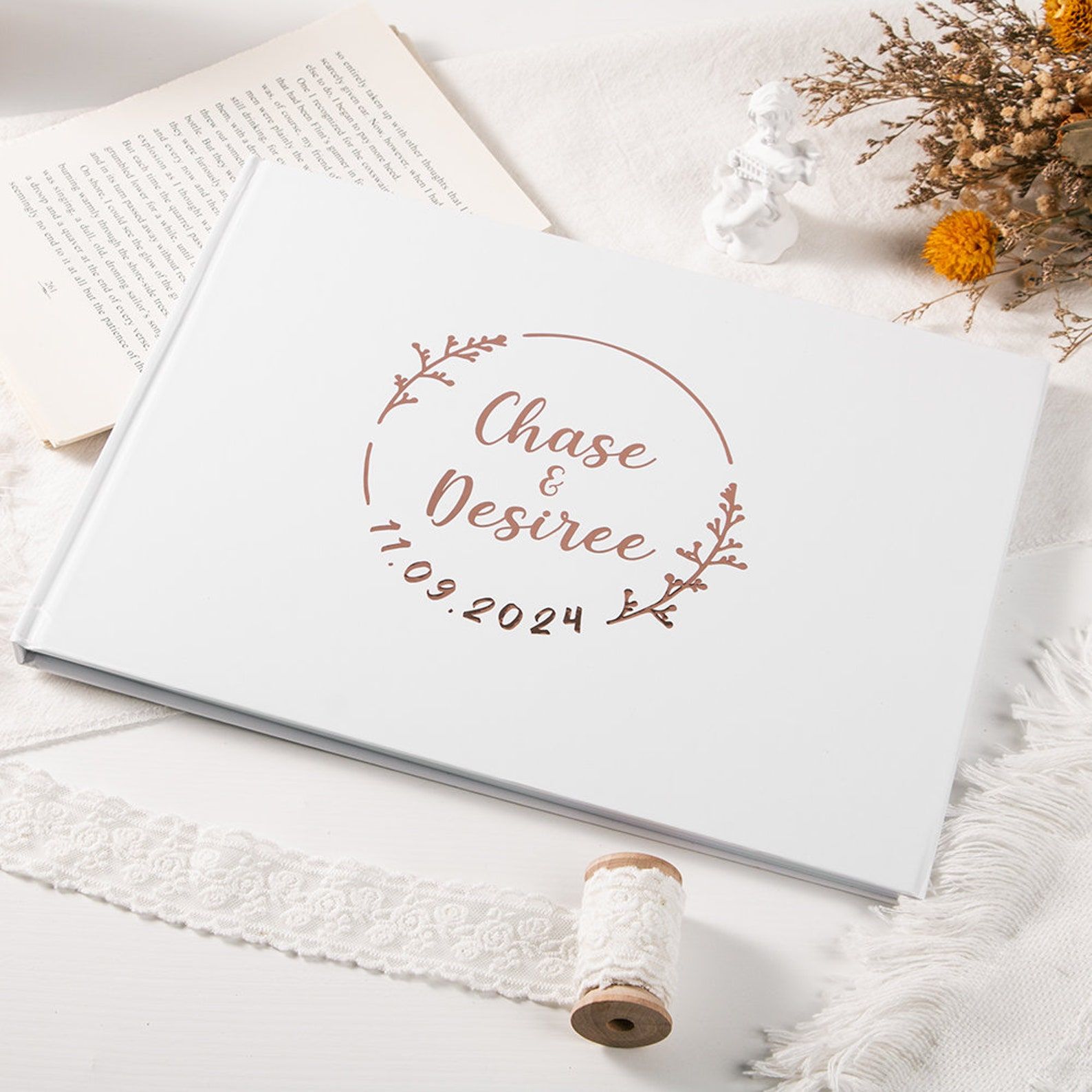 Custom Wedding Guestbook Perso - Personalized Guest Book 评论和价格
